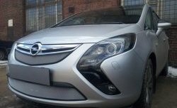 1 539 р. Нижняя сетка на бампер Russtal (хром) Opel Zafira С дорестайлинг (2011-2016)  с доставкой в г. Пермь. Увеличить фотографию 3
