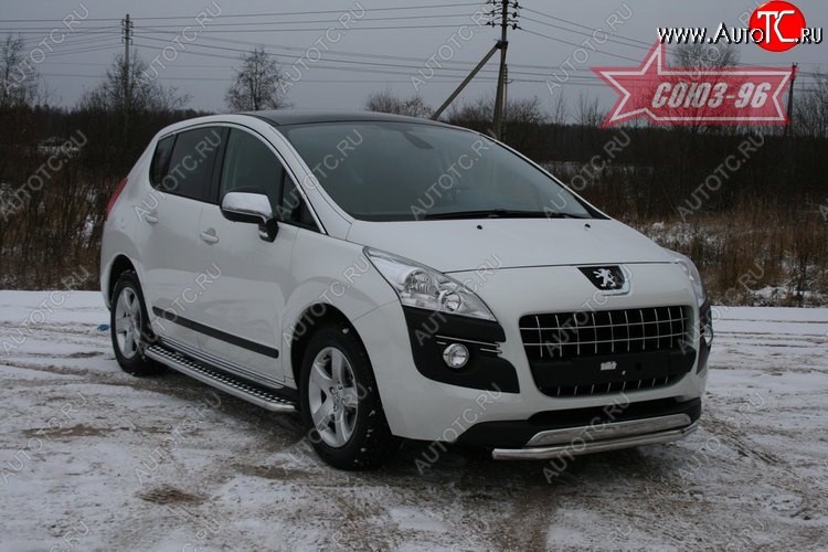 14 309 р. Одинарная защита переднего бампера диаметром трубы 60 мм Souz-96  Peugeot 3008 (2009-2013) дорестайлинг  с доставкой в г. Пермь