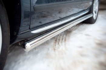 19 999 р. Защита порогов из круглой трубы диаметром 63 мм SLITKOFF v3  Peugeot 3008 (2009-2013) дорестайлинг  с доставкой в г. Пермь. Увеличить фотографию 2