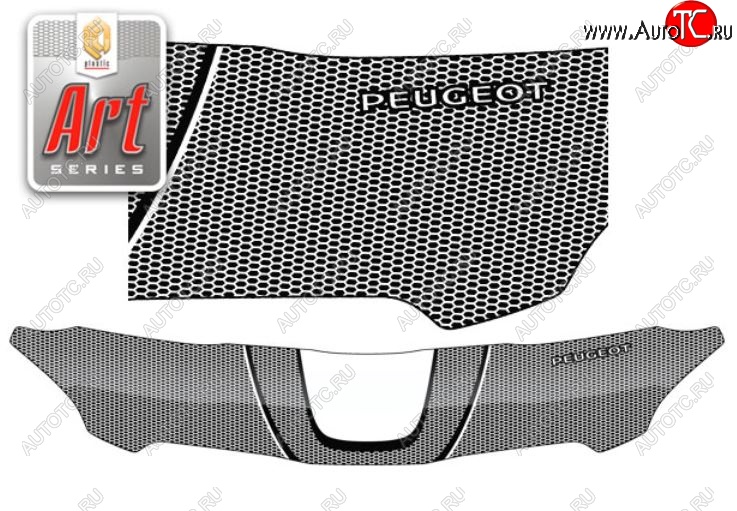 2 399 р. Дефлектор капота CA-Plastiс  Peugeot 301 (2012-2017) (Серия Art белая)  с доставкой в г. Пермь