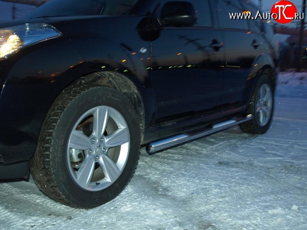11 299 р. Защита порогов с проступью d76 мм Металл Дизайн  Peugeot 4007 (2007-2012) (полированная нержавейка)  с доставкой в г. Пермь