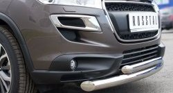 20 399 р. Защита переднего бампера (2 трубыØ76 и 63 мм, нержавейка) SLITKOFF  Peugeot 4008 (2012-2017)  с доставкой в г. Пермь. Увеличить фотографию 3