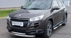 20 399 р. Защита переднего бампера (2 трубыØ76 и 63 мм, нержавейка) SLITKOFF  Peugeot 4008 (2012-2017)  с доставкой в г. Пермь. Увеличить фотографию 4