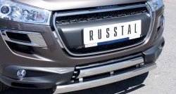 16 849 р. Защита переднего бампера (2 трубыØ75х42 мм, нержавейка) Russtal Peugeot 4008 (2012-2017)  с доставкой в г. Пермь. Увеличить фотографию 2