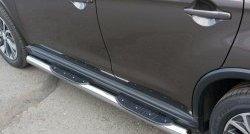 83 999 р. Защита порогов с пластиковыми вставками для ног из круглой трубы диаметром 76 мм Russtal Peugeot 4008 (2012-2017) (Защита порогов с со скосами на торцах (вариант 1))  с доставкой в г. Пермь. Увеличить фотографию 4