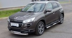 83 999 р. Защита порогов с пластиковыми вставками для ног из круглой трубы диаметром 76 мм Russtal Peugeot 4008 (2012-2017) (Защита порогов с со скосами на торцах (вариант 1))  с доставкой в г. Пермь. Увеличить фотографию 11