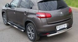 12 799 р. Защита заднего бампера (Ø76 и 42 мм, нержавейка) SLITKOFF  Peugeot 4008 (2012-2017) (с короткой верхней трубой)  с доставкой в г. Пермь. Увеличить фотографию 4