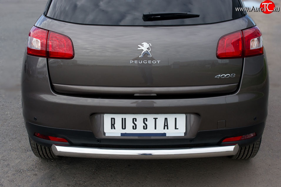 13 949 р. Одинарная защита заднего бампера из трубы диаметром 76 мм SLITKOFF Peugeot 4008 (2012-2017)  с доставкой в г. Пермь