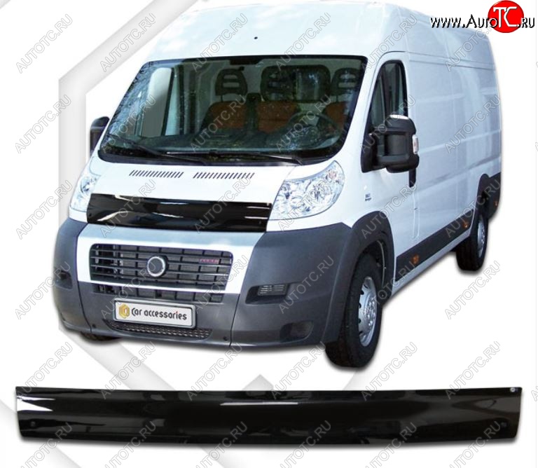 1 899 р. Дефлектор капота CA-Plastic  Peugeot Boxer  250 (2006-2014) (Classic черный, Без надписи)  с доставкой в г. Пермь