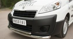 20 999 р. Защита переднего бампера (2 трубыØ63 и 42 мм, нержавейка) SLITKOFF Peugeot Expert G9 минивэн рестайлинг (2012-2017)  с доставкой в г. Пермь. Увеличить фотографию 2