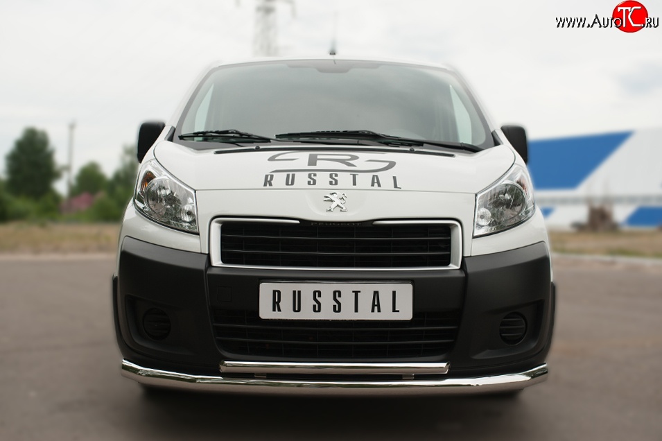 20 999 р. Защита переднего бампера (2 трубыØ63 и 42 мм, нержавейка) SLITKOFF Peugeot Expert G9 минивэн рестайлинг (2012-2017)  с доставкой в г. Пермь
