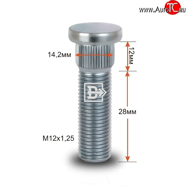 188 р. Забивная шпилька 28 мм ступицы Вектор M12x1.25x28 Datsun mi-DO хэтчбэк (2014-2021)
