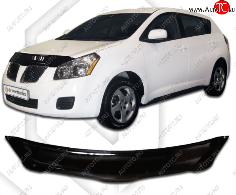 1 999 р. Дефлектор капота CA-Plastic  Pontiac Vibe  AZE (2008-2010) (Classic черный, Без надписи)  с доставкой в г. Пермь