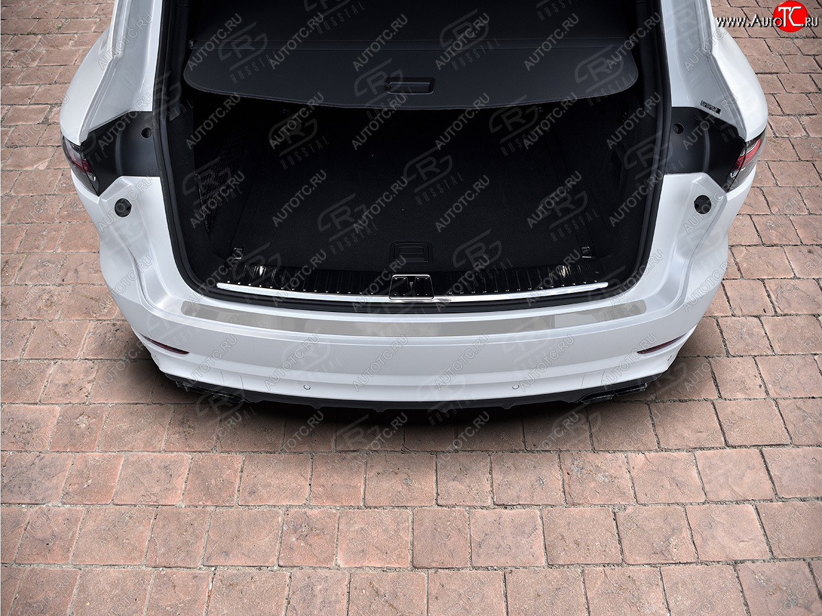 2 899 р. Защитная накладка заднего бампера на Russtal Porsche Cayenne PO536 (2018-2025) (Нержавейка полированная)  с доставкой в г. Пермь