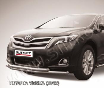 Двойная защита переднего бампера d57 мм Slitkoff Toyota Venza  GV10 (2012-2016) рестайлинг