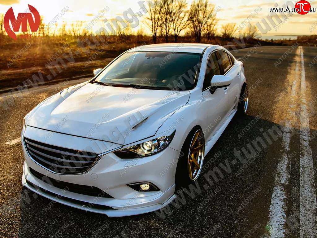 47 899 р. Капот пластиковый (с прорезаными жабрами) SkyActivSport MV-Tuning Mazda 6 GJ дорестайлинг седан (2012-2015) (Неокрашенный)  с доставкой в г. Пермь
