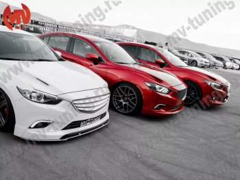 47 899 р. Капот пластиковый (с прорезаными жабрами) SkyActivSport MV-Tuning Mazda 6 GJ дорестайлинг седан (2012-2015) (Неокрашенный)  с доставкой в г. Пермь. Увеличить фотографию 2