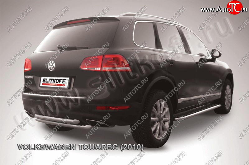 6 899 р. Защита задняя Slitkoff  Volkswagen Touareg  NF (2010-2014) дорестайлинг (Цвет: серебристый)  с доставкой в г. Пермь