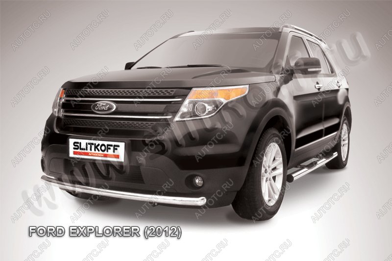 9 499 р. Защита переднего бампера d57 Slitkoff Ford Explorer U502 дорестайлинг (2010-2016) (Цвет: серебристый)  с доставкой в г. Пермь