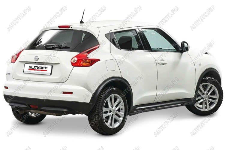 10 349 р. Защита порогов d42 с гибами Slitkoff  Nissan Juke  1 YF15 (2010-2014) дорестайлинг (сталь с полимерным покрытием, цвет черныйчёрный)  с доставкой в г. Пермь
