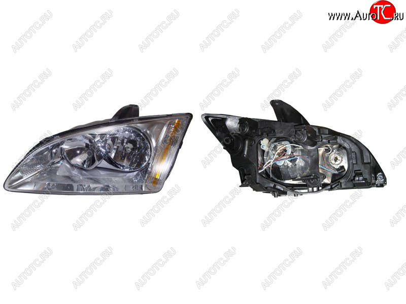 3 599 р. Левая фара SAT (хром) Ford Focus 2  седан дорестайлинг (2004-2008)  с доставкой в г. Пермь