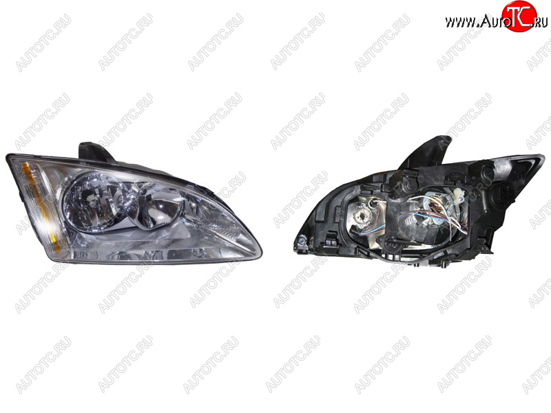 3 599 р. Правая фара SAT (хром) Ford Focus 2  седан дорестайлинг (2004-2008)  с доставкой в г. Пермь