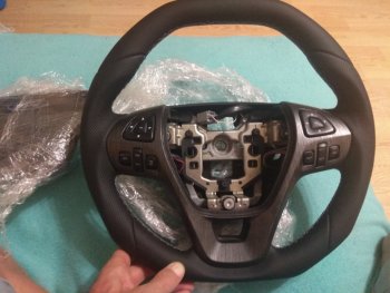9 999 р. Модернизация рулевого колеса AM Performance  Honda Accord (8 CS,  8 CU,  9 CR), Civic (EF,  EG,  EJ,EK,EM,  ES,  FD,  FK,FN,  FK2,  FC), Lexus IS200 (XE10 седан,  XE10), IS250 (XE20,  XE30 седан), IS300 (XE10 седан), IS350 (XE20), NX200 (Z10), NX200T (Z10), NX300h (Z10), Mazda 3/Axela (BL,  BM), 6 (GG,  GG, GY,  GH,  GJ), CX-5 (KF), CX-7 (ER), Toyota Camry (XV50,  XV55) (Верхний и нижний скос руля, Материал оплётки: экокожа наппа + перфорация, Цвет прострочки: чёрный, Цвет нулевой метки: чёрный)  с доставкой в г. Пермь. Увеличить фотографию 1