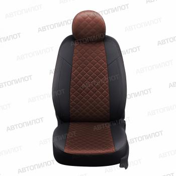 14 449 р. Чехлы на сиденья Ромб (раздел. 40/60 с подлокотником экокожа) Автопилот  Hyundai Creta  SU (2020-2022) (черный/шоколад)  с доставкой в г. Пермь. Увеличить фотографию 4