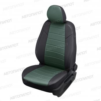 Чехлы на сиденья Экокожа (3 места экокожа) Автопилот Ford Transit ( 4) (2014-2025) цельнометаллический фургон,  рестайлинг (черный/зеленый)