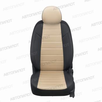 8 549 р. Чехлы на сиденья Алькантара (3 места экокожа) Автопилот Ford Transit цельнометаллический фургон (2014-2022) (черный/бежевый)  с доставкой в г. Пермь. Увеличить фотографию 6