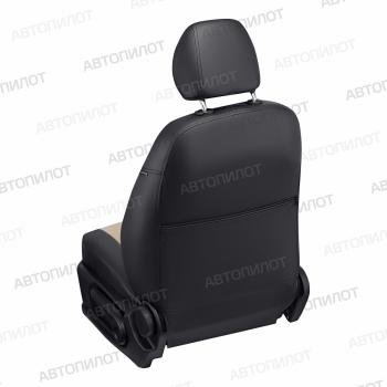 8 549 р. Чехлы на сиденья Алькантара (3 места экокожа) Автопилот Ford Transit цельнометаллический фургон (2014-2022) (черный/бежевый)  с доставкой в г. Пермь. Увеличить фотографию 3
