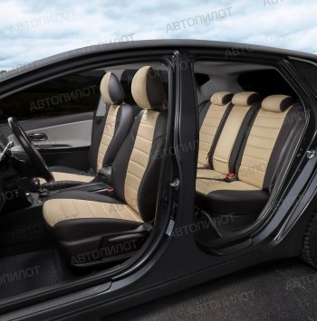8 249 р. Чехлы сидений (экокожа/алькантара, 40/60) Автопилот Audi Q3 8U рестайлинг (2014-2018) (черный/бежевый)  с доставкой в г. Пермь. Увеличить фотографию 7