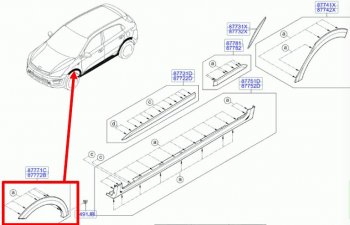 Накладка арки переднего левого крыла BodyParts KIA Rio X-line (2017-2021)