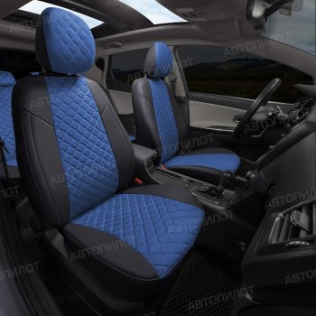 14 249 р. Чехлы сидений (экокожа/алькантара, 40/60) Автопилот Ромб  Volkswagen Polo  9N1 (2001-2009) хэтчбэк 5 дв. дорестайлинг, рестайлинг, хэтчбэк 5 дв. (черный/синий)  с доставкой в г. Пермь. Увеличить фотографию 6