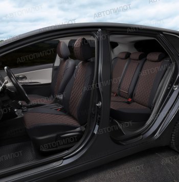 14 249 р. Чехлы сидений (экокожа) Автопилот Ромб  Chery Bonus  (A13) (2011-2016) лифтбэк (черный/шоколад)  с доставкой в г. Пермь. Увеличить фотографию 6
