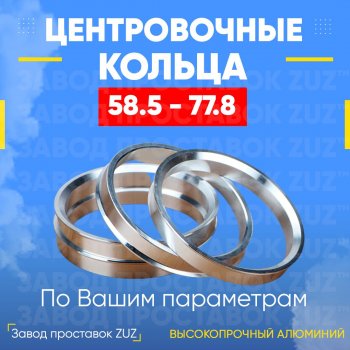 Алюминиевое центровочное кольцо (4 шт) ЗУЗ 58.5 x 77.8 Лада 2101 (1970-1988) 
