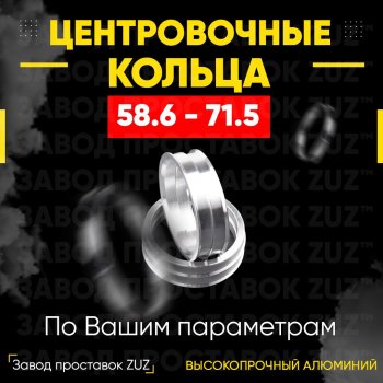 Алюминиевое центровочное кольцо (4 шт) ЗУЗ 58.6 x 71.5 Datsun mi-DO хэтчбэк (2014-2021) 