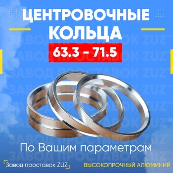 Алюминиевое центровочное кольцо (4 шт) ЗУЗ 63.3 x 71.5 Jaguar XF X250 седан (2007-2015) 