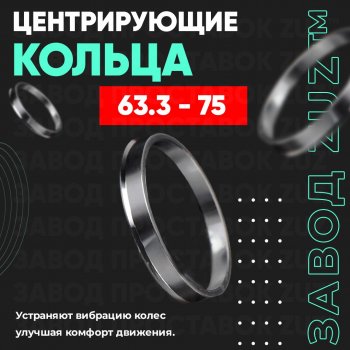 Алюминиевое центровочное кольцо (4 шт) ЗУЗ 63.3 x 75.0 Jaguar XF X250 седан (2007-2015) 