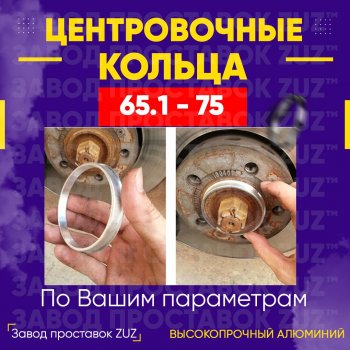 Алюминиевое центровочное кольцо (4 шт) ЗУЗ 65.1 x 75.0 Opel Vectra C седан рестайлинг (2005-2008) 