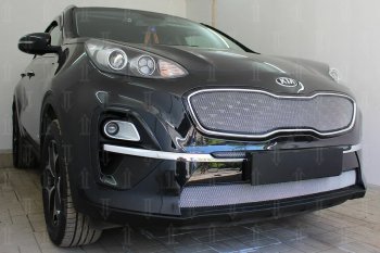 6 399 р. Защитная сетка в бампер (верх, ячейка 4х10 мм) Alfeco Премиум  KIA Sportage  4 QL (2018-2022) рестайлинг (Хром)  с доставкой в г. Пермь. Увеличить фотографию 3