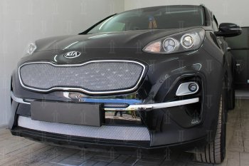 6 399 р. Защитная сетка в бампер (верх, ячейка 4х10 мм) Alfeco Премиум  KIA Sportage  4 QL (2018-2022) рестайлинг (Хром)  с доставкой в г. Пермь. Увеличить фотографию 4
