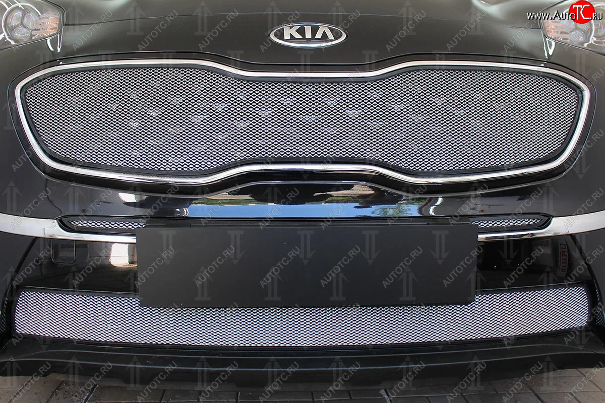 4 399 р. Защитная сетка в бампер (низ, ячейка 4х10 мм) Alfeco Премиум  KIA Sportage  4 QL (2018-2022) рестайлинг (Хром)  с доставкой в г. Пермь