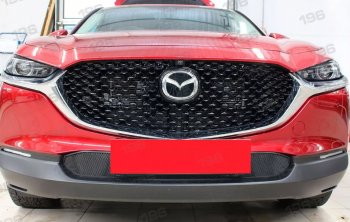 Защитная сетка в бампер (низ, ячейка 3х7 мм) Alfeco Стандарт Mazda CX-30  1 DM (2019-2025) (Чёрная)