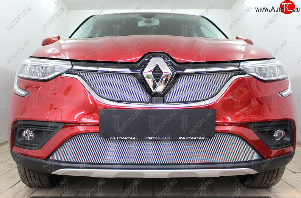 4 999 р. Защитная сетка в бампер (низ, ячейка 4х10 мм) Стрелка11 Премиум Renault Arkana (2019-2025) (Хром)  с доставкой в г. Пермь