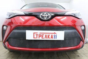 Защитная сетка в бампер (верх, ячейка 4х10 мм) Стрелка11 Премиум Toyota C-HR NGX10, ZGX10 рестайлинг (2019-2025) (Чёрная)