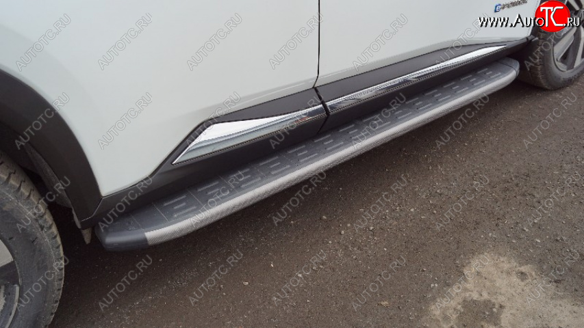 22 999 р. Пороги алюминиевые с пластиковой накладкой ТСС Тюнинг  Nissan X-trail  4 T33 (2021-2025) дорестайлинг (карбон серые)  с доставкой в г. Пермь