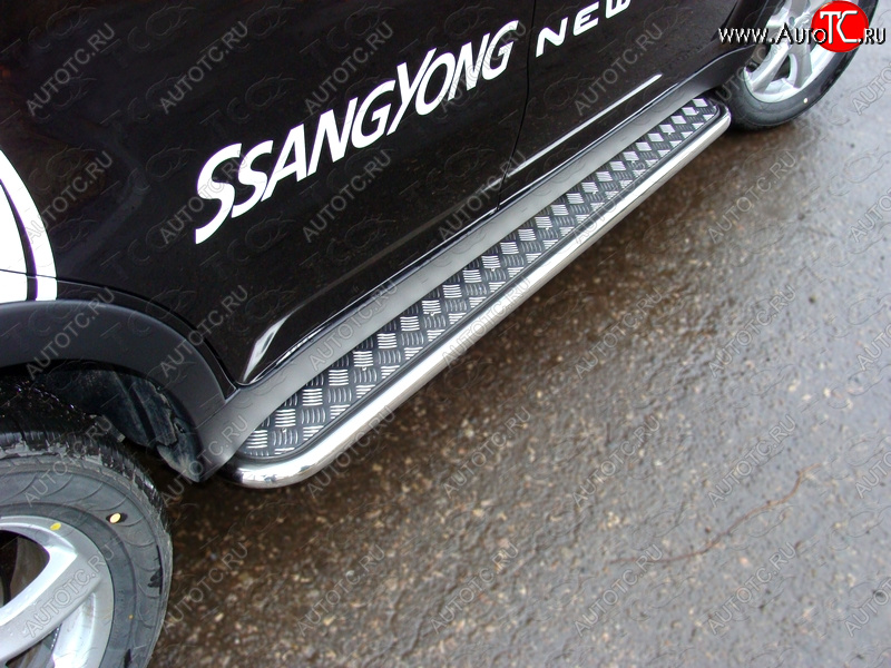 27 849 р. Пороги с площадкой 42,4 мм ТСС Тюнинг SSANGYONG Actyon рестайлинг (2013-2021) (серые)  с доставкой в г. Пермь