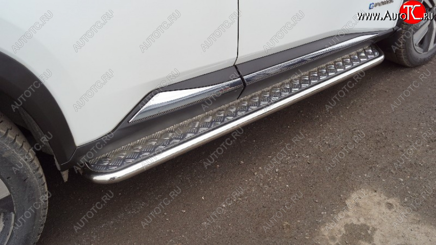 31 899 р. Пороги с площадкой 42,4 мм ТСС Тюнинг Nissan X-trail 4 T33 дорестайлинг (2021-2025) (серые)  с доставкой в г. Пермь