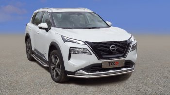 Защита переднего бампера нижняя 42,4 мм ТСС Тюнинг Nissan X-trail  4 T33 (2021-2025) дорестайлинг (нержавейка)